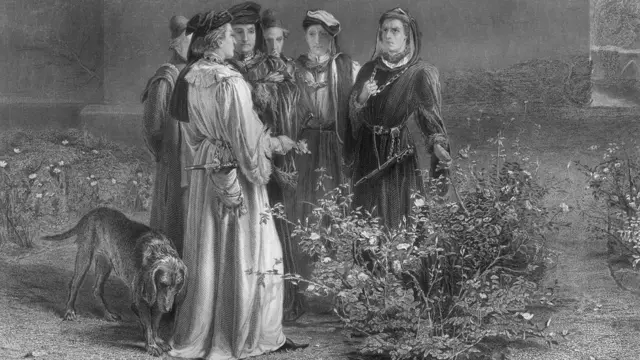 Гравюра: Йорки и Ланкастеры выбирают розы