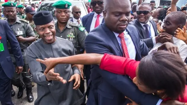 Vice President Yemi Osinbajo inside big crowd.