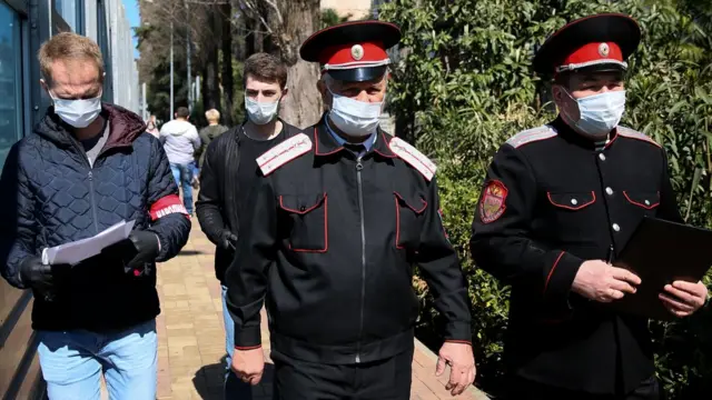 Казачий патруль во время карантина в Сочи