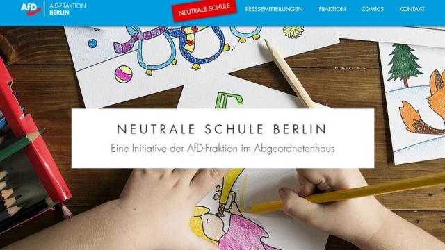 Site do partido alemão AfD sobre a 'Neutrale Schulen'
