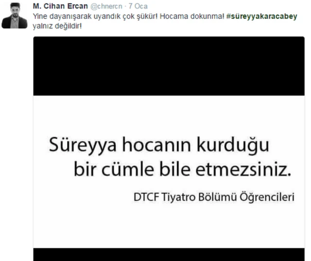 Öğrencilerden gelen destek mesajları.