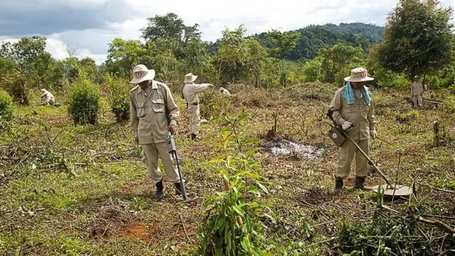 Clearing unexploded bombs in the in the northern province of Xiangkhouang in Laos