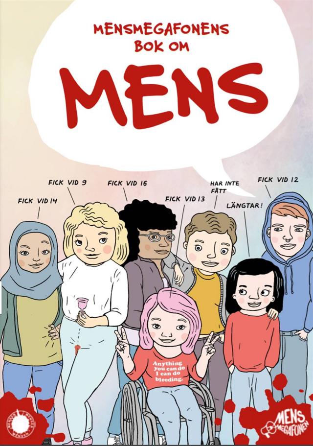 Capa do livro "Mensmegafonens bok om mens" ("O megafone da menstruação",app crash blazetradução livre), da organização Mensen.