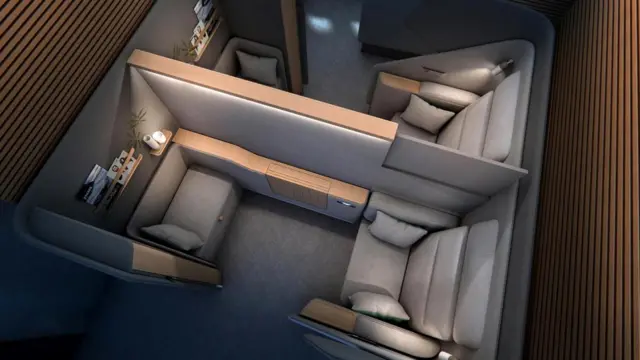 Концепция стильного и подсоединенного к глобальной сети салона для состоятельных авиапассажиров