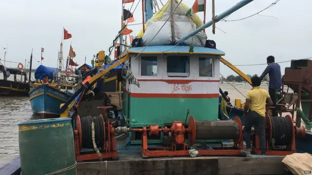 A fishing boat in Diu harbour