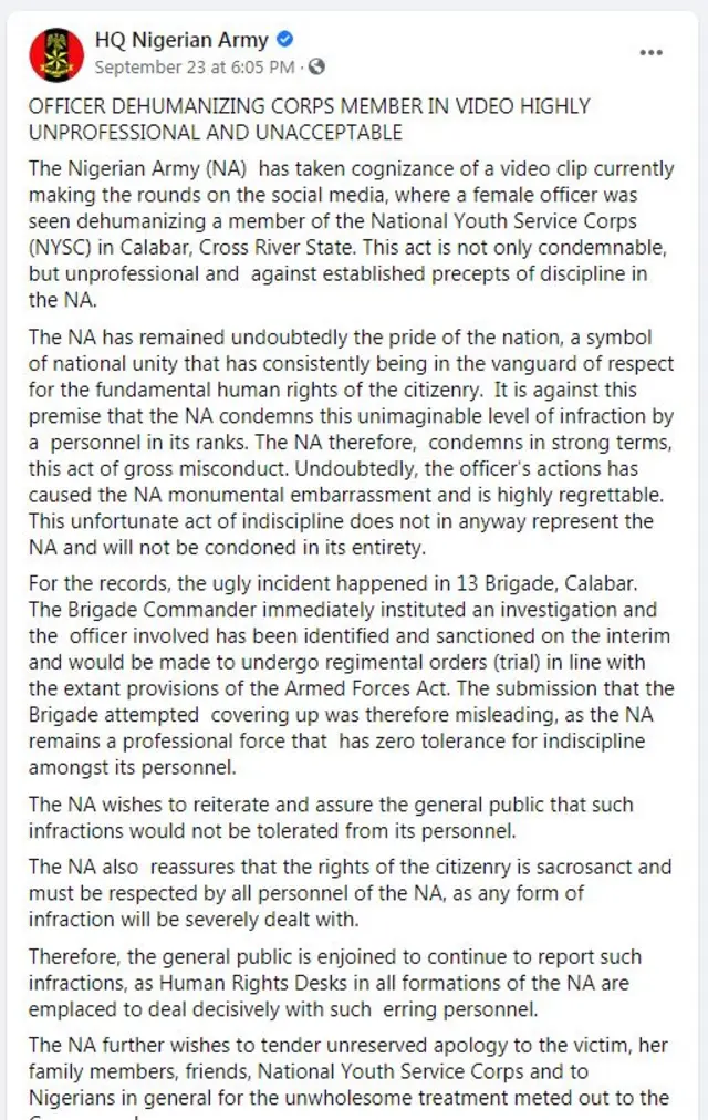 Ozi si n'aka ndị agha Naijiria