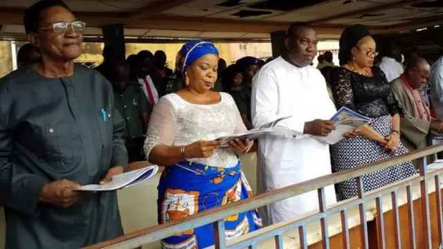 Gọvanọ Ugwuanyi na osote ya Ceicilia Ezeilo bịara olili Fada Paul