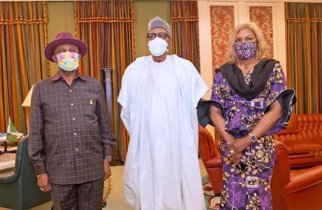 Former govnor of Anambra state, Willie Obiano and Wife, Ebelechukwu visit Nigeria President Muhammadu Buhari