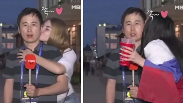 தொலைக்காட்சி நேரலையின்போது பெண் ரசிகையால் முத்தமிடப்பட்ட ஜியோன் க்வாங்-ரியூல்