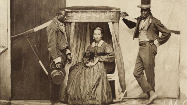Senhora na liteira com dois escravos, c. 1860. Salvador, BA