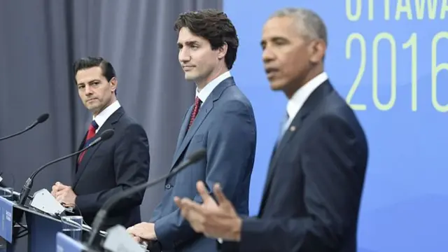 Enrique Peña Nieto, Justin Trudeau y Barack Obama.