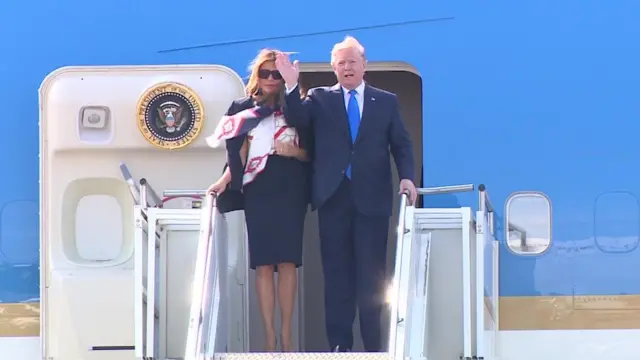 Donald Trump arriving in UK