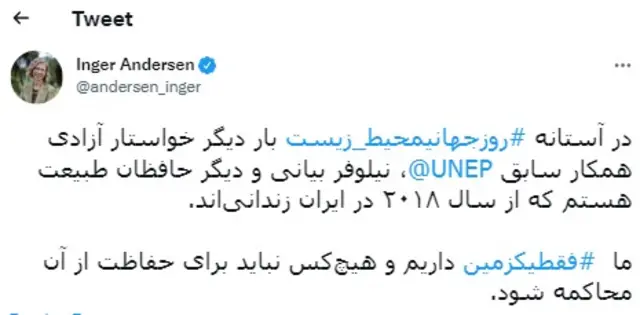 اینگر اندرسون، رییس برنامه محیط زیست سازمان ملل