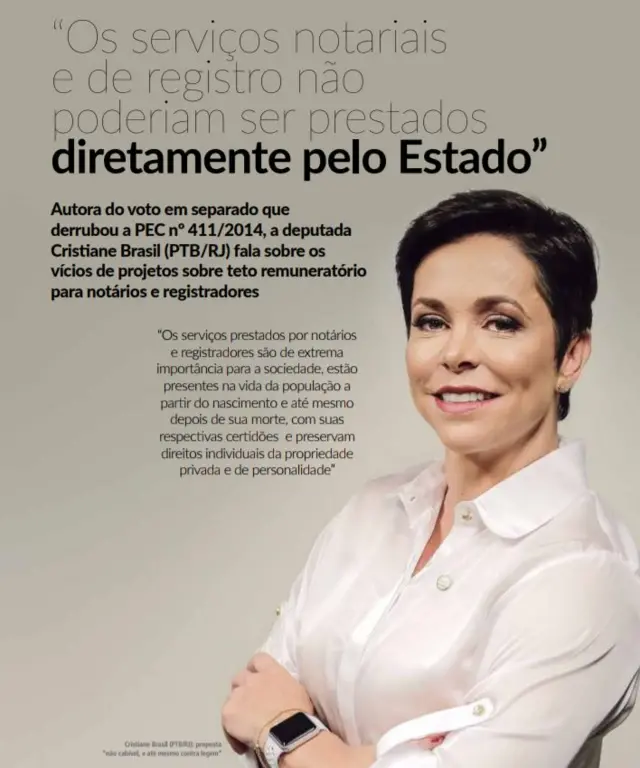 Página da revista da Anoreg com retratocasa de apostas aplicativoCristiane Brasil