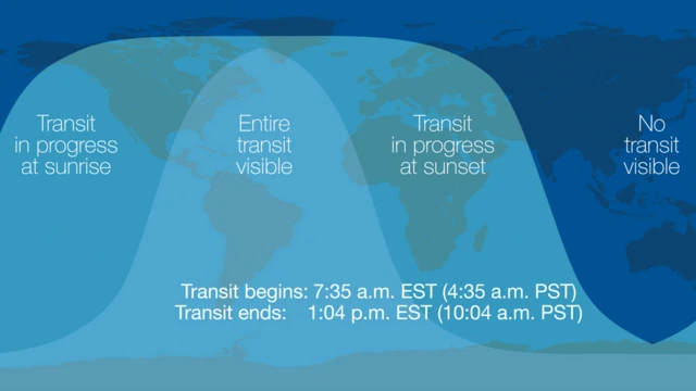 Mapa de dónde será visible el tránsito