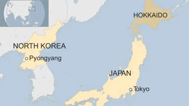 උතුරු කොරියානු මිසයිලය එල්ල කරන ලද්දේ හොකයිඩෝ ජපන් දූපතට ඉහළිනි