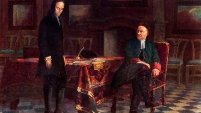 رسم لبطرس الأكبر وهو يستجوب نجله ألكسيس