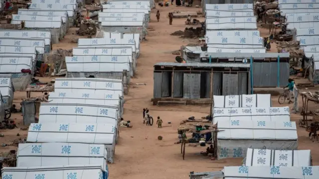 Temporary house wey IOM (International Organization for Migration) build inside Borno Internally Displaced Camps (IDP)