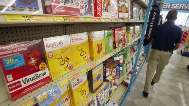 Programas antivirus en una tienda de computación