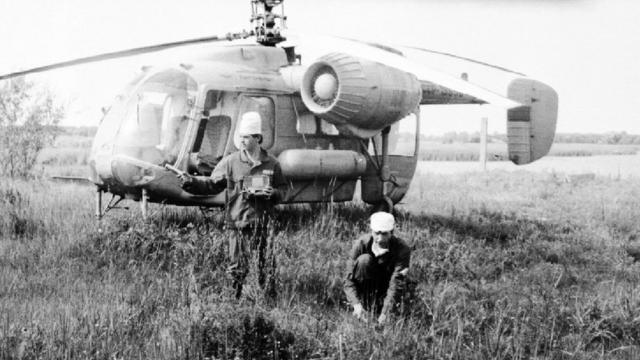 Геннадий Лаптев и его коллега в Чернобыле