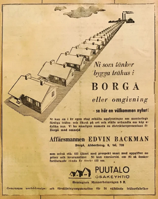 Puutalo Oy şirketinin gazete reklamı