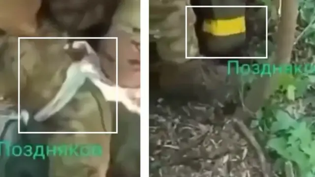 يرتدي الجنود الأوكرانيون شارات ذراع صفراء، ويضع الروس شارات بيضاء على أرجلهم بشكل عام