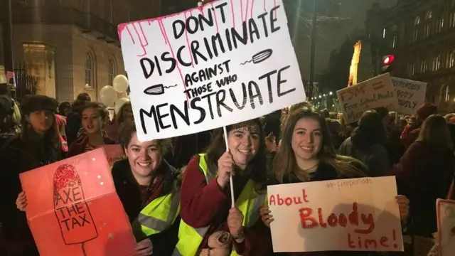 Manifestación de #FreePeriods en diciembre de 2017.