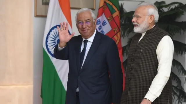 दिल्ली में नरेंद्र मोदी के साथ एंटोनियो कोस्टा