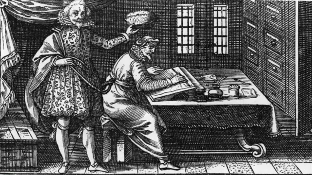 Ilustración de Shakespeare con Francis Bacon.