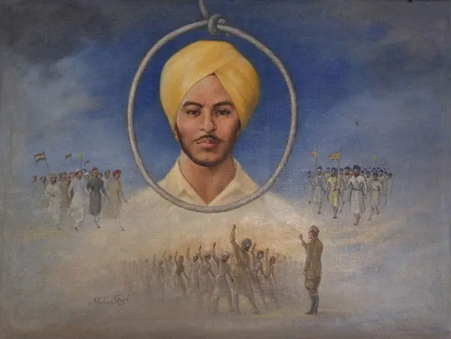 भगत सिंह को फांसी पर चढ़ाये जाने के बाद की प्रतिक्रिया की पेटिंग