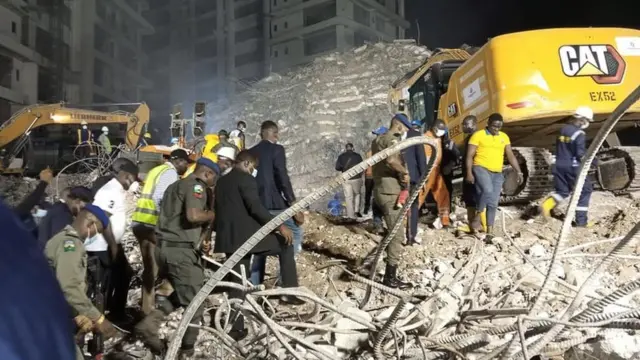 collapsed building