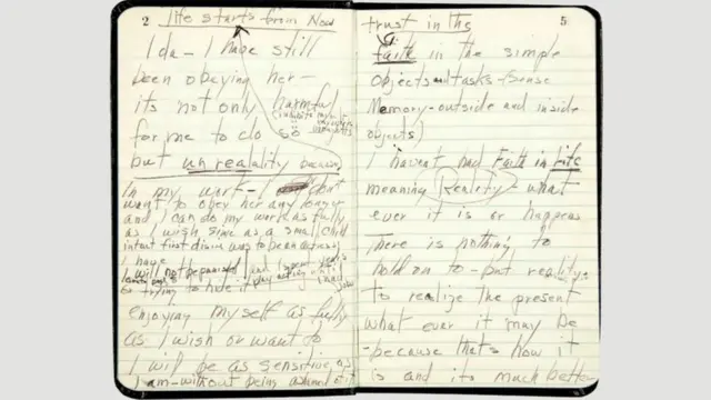 Sveske su često bile ispisivane fragmentarnim, žurnim rukopisom, sa precrtavanjima i napomenama na marginama