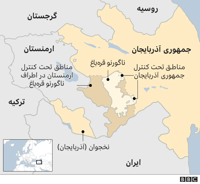 نقشه آذربایجان و ارمنستان