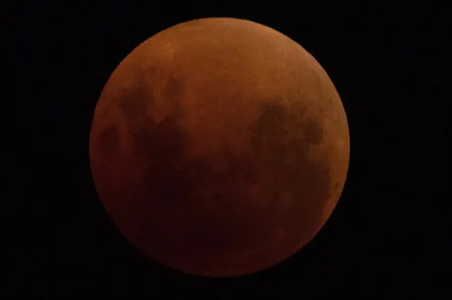 A super blue blood moon is seen over Perth in Western Australia, 31 January 2018.