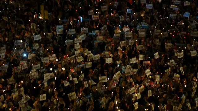 Manifestantes en Barcelona.