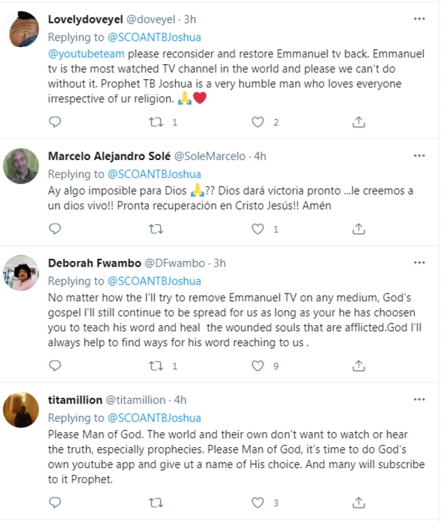 Reactions to Youtube suspending Emmanuel TV