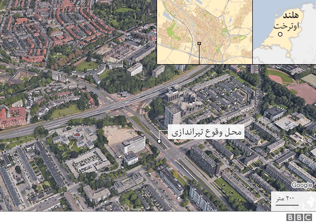 محل وقوع تیراندازی در شهر اوترخت