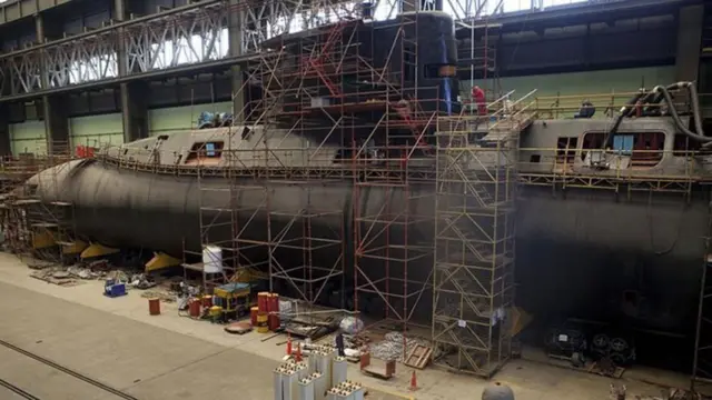 El ARA San Juan mientras era reparado (Foto: MINISTERIO DE DEFENSA)