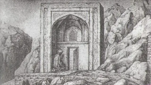 Бабурдун же Тахти-Сулейман мечит, сүрөтчү М. Мюллердин литографиясы