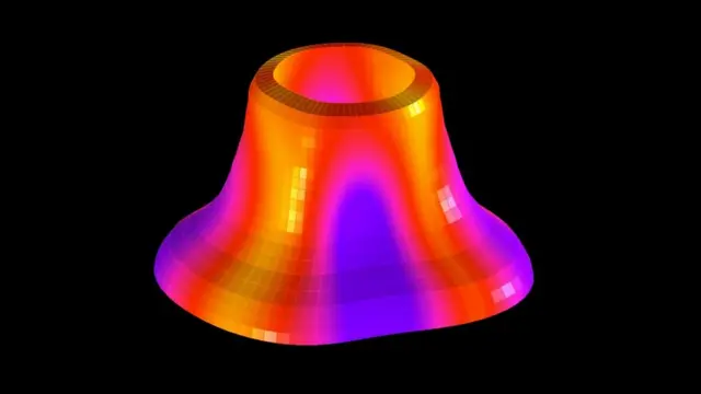 رسم متحرك ثلاثي الأبعاد يظهر واحدا من أشكال ذبذبات جرس بيغ بن.