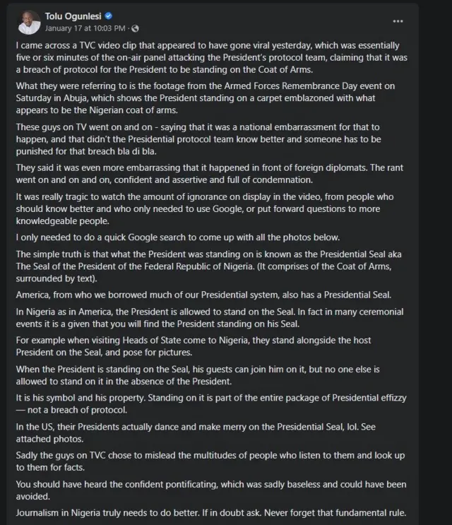 Esi ti Tolu Ogunlesi sọ lorukọ ileesẹ aarẹ
