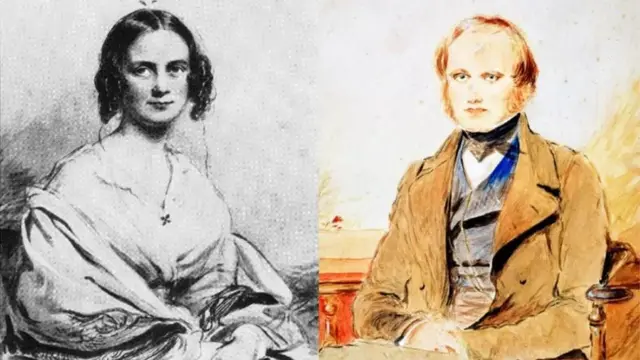 એમ્મા વેગવૂડ અને તેમના પિતરાઈ ચાર્લ્સ ડાર્વિનના યુવા વયના તૈલચિત્રો, તેમને ત્યાં દસ સંતાનો જન્મ્યા હતાં