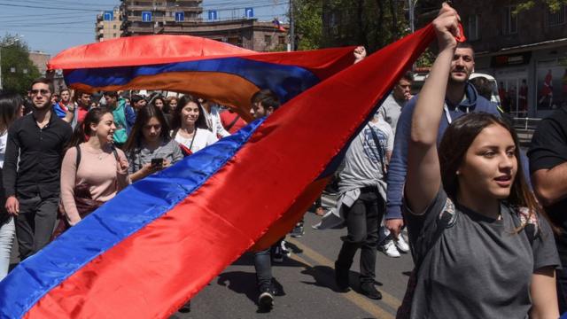 Демонстранты в Ереване