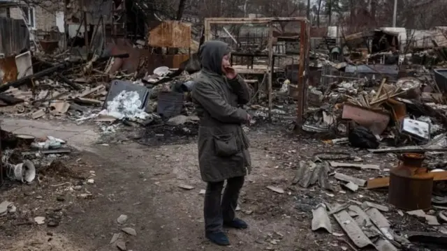 Kehancuran di kota Bucha.