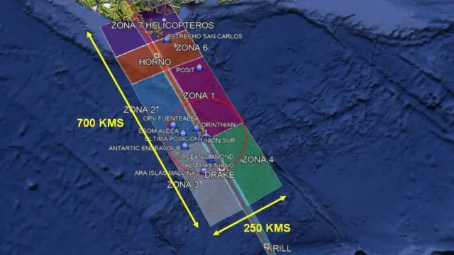Un gráfico con cuadrantes en un mapa