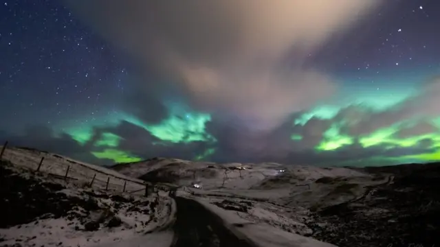 Aurora borealis, Brae in Shetland