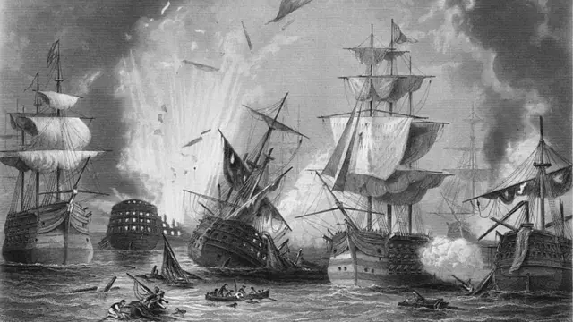 Grabado de la batalla de Navarino
