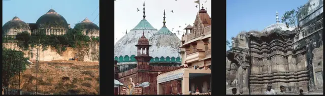 بائیں سے ایودھیا، متھرا اور کاشی کے متنازع مقامات