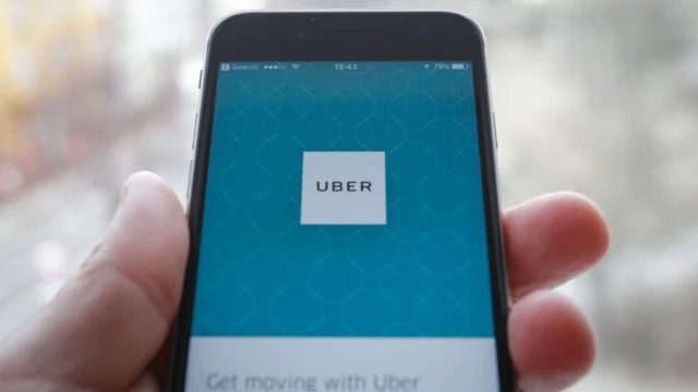 Uber logo in a mobile phone