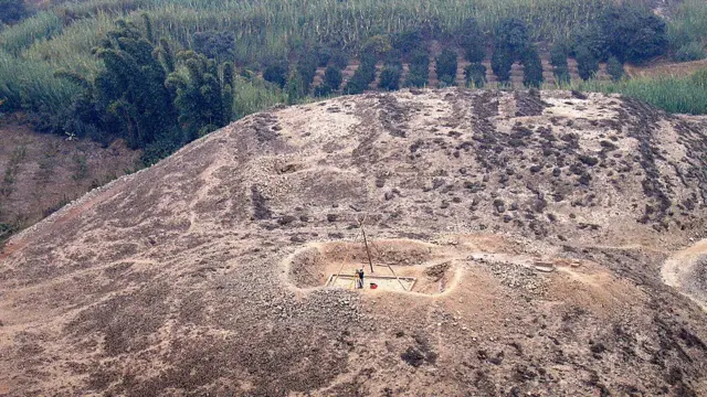 Una vista aérea de Caral, en Perú